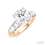 1 1/4 Ctw Round Shape Emerald and Round Cut Diamond Semi-Mount Engagement Ring in 14K Rose and White Gold