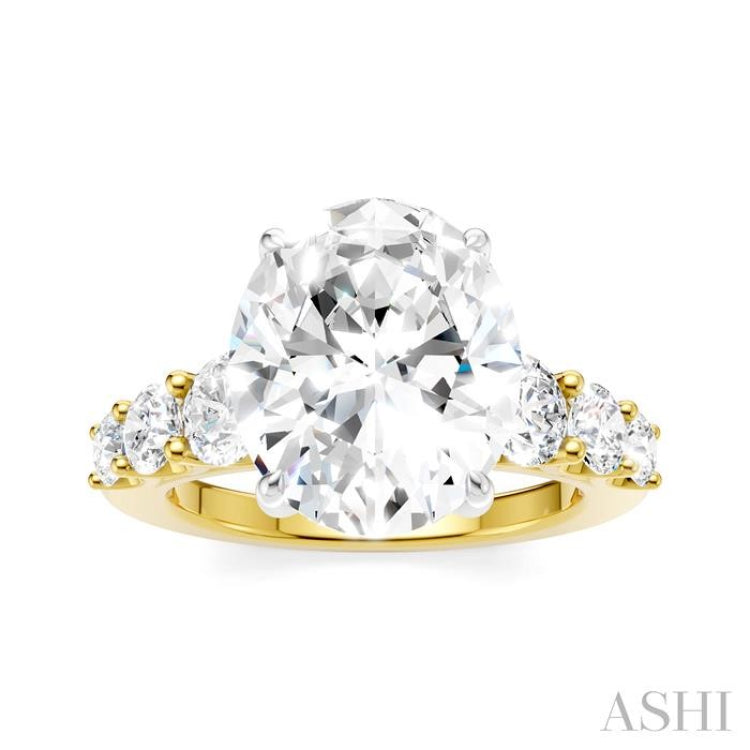 1 1/4 Ctw Oval Shape Round Cut Diamond Semi-Mount Engagement Ring in 14K Yellow and White Gold