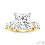 1 1/4 Ctw Princess Shape Round Cut Diamond Semi-Mount Engagement Ring in 14K Yellow and White Gold