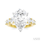 1 1/4 Ctw Pear Shape Round Cut Diamond Semi-Mount Engagement Ring in 14K Yellow and White Gold