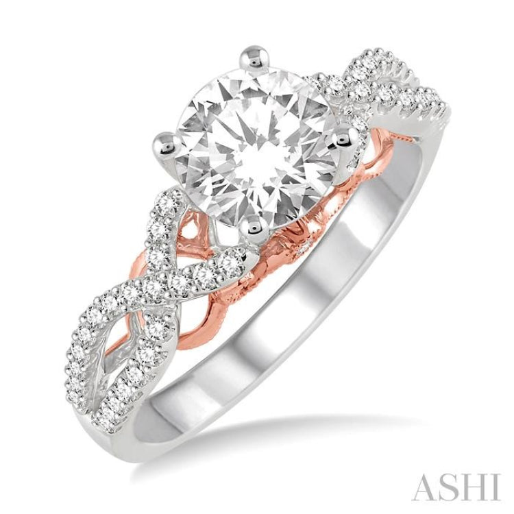 1/3 ctw Diamond Semi-mount Engagement Ring in 14K White and Rose Gold