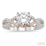 1/3 ctw Diamond Semi-mount Engagement Ring in 14K White and Rose Gold