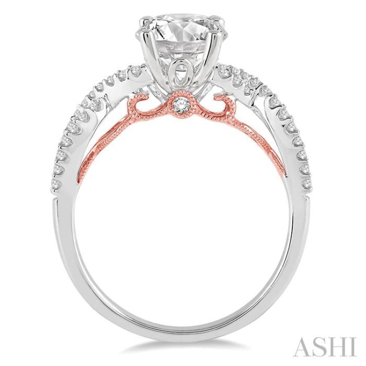 1/3 ctw Diamond Semi-mount Engagement Ring in 14K White and Rose Gold