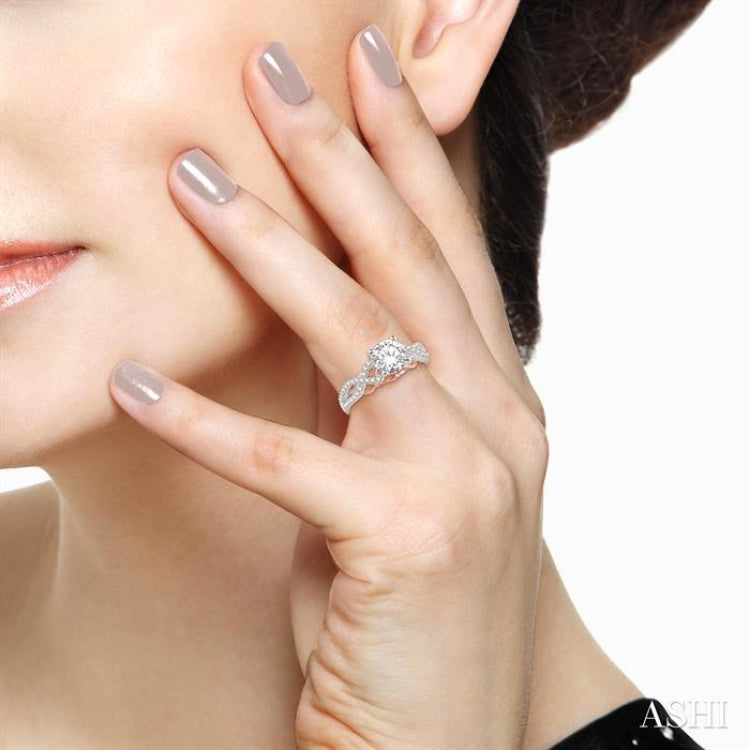 1/3 ctw Diamond Semi-mount Engagement Ring in 14K White and Rose Gold