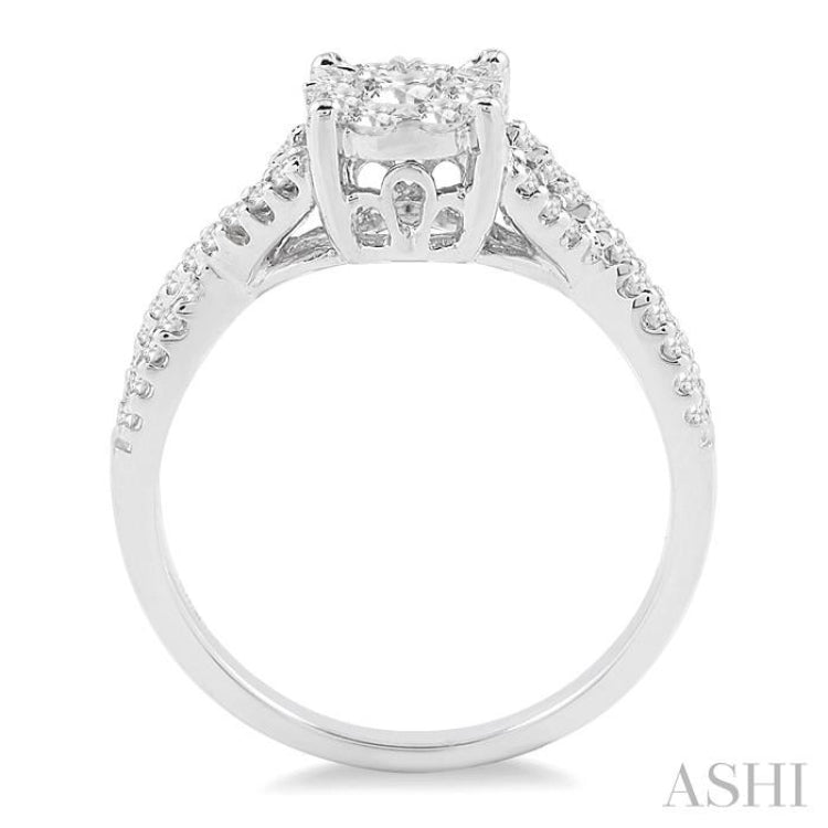 5/8 ctw Lovebright Round Cut Diamond Engagement Ring in 14K White Gold
