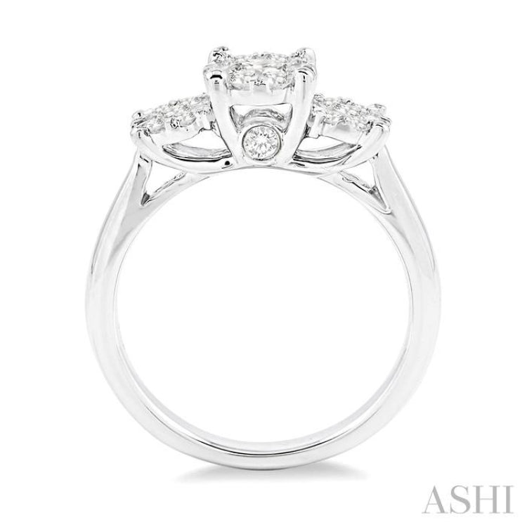 3/4 ctw Lovebright Round Cut Diamond Ring in 14K White Gold