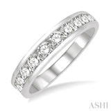 1 ctw Channel Set 11 Stone Round Cut Diamond Wedding Band in 14K White Gold