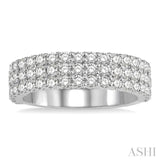 1 1/4 ctw Triple Row Round Cut Diamond Wedding Band in 14K White Gold