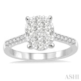 3/4 ctw Oval Shape Diamond Lovebright Ring in 14K White Gold