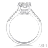 3/4 ctw Oval Shape Diamond Lovebright Ring in 14K White Gold