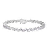 Platinum finish sterling silver micropave bracelet with simulated diamonds