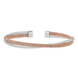 Rose gold finish sterling silver and rhodium finish omega twist cuff bracele