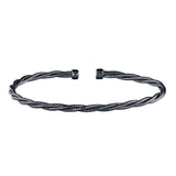 Black rhodium finish sterling silver twisted cable cuff bracelet