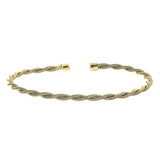 Gold finish sterling silver thin tightly twisted cable cuff bracelet