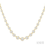 1 1/4 Ctw Halfway Graduated Bezel Set Round Cut Diamond Tennis Necklace in 14K Yellow Gold