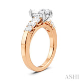 1 Ctw Marquise Shape Emerald and Round Cut Diamond Semi-Mount Engagement Ring in 14K Rose and White Gold