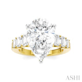 1 1/4 Ctw Pear Shape Emerald and Round Cut Diamond Semi-Mount Engagement Ring in 14K Yellow and White Gold