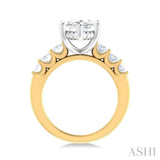 1 1/4 ctw Marquise Shape Oval and Round Cut Diamond Semi Mount Engagement Ring in 14K Yellow and White Gold