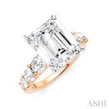 1 1/4 Ctw Emerald Shape Round Cut Diamond Semi-Mount Engagement Ring in 14K Rose and White Gold