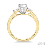 1/5 ctw Pear Cut Diamond Semi-Mount Engagement Ring in 14K Yellow and White Gold