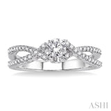 1/2 Ctw Diamond Engagement Ring with 1/4 Ct Round Cut Center Stone in 14K White Gold