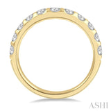 1 ctw Arched Center Round Cut Diamond Wedding Band in 14K Yellow Gold