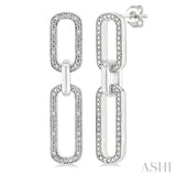 1/10 Ctw Bold Single Cut Diamond Paperclip Earrings in Sterling Silver