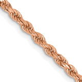14K Rose Gold 24 inch 2.25mm Diamond-cut Rope with Lobster Clasp Chain