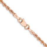 14K Rose Gold 24 inch 2.25mm Diamond-cut Rope with Lobster Clasp Chain