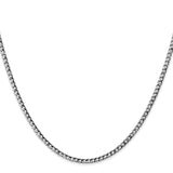 14K White Gold 24 inch 2.5mm Semi-Solid Curb with Lobster Clasp Chain