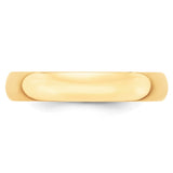 14k Yellow Gold 4mm Lightweight Half Round Wedding Band Size 12
