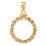 Wideband Distinguished Coin Jewelry 14k Polished Rope 18.0mm x 1.35mm Screw Top Coin Bezel Pendant