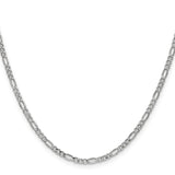 14K White Gold 24 inch 2.5mm Semi-Solid Figaro with Lobster Clasp Chain