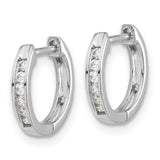 14k White Gold 1/8 carat Diamond Channel-set Hinged Hoop Earrings