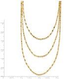 14k Polished Triple Strand Bib Fancy Chain 19.5 inch Necklace
