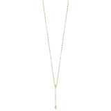 14k Polished Cross and Miraculous Medal with Diamond-cut Beads 17 inch Rosary Necklace Plus 3 inch Extender