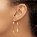 14k 2x50mm  Polished Lightweight Tube Hoop Earrings