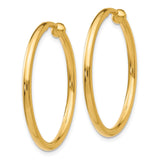 14k 2x25mm Polished Tube Hoop Non-pierced Earrings
