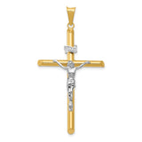 14k Two-Tone Polished INRI Crucifix Pendant