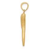 14k Solid Diamond-cut 3-D Italian Horn Charm