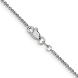 14K White Gold 16 inch 1.4mm Round Open Link Cable with Lobster Clasp Chain