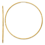 14k 1.2x60mm Satin Diamond-cut Endless Tube Hoop Earrings
