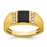 IB Goodman 14k 7mm Square Onyx and 1/8 carat Diamond Mens Ring