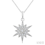 1/4 Ctw Round Cut Diamond Star Pendant With Chain in 10K White Gold