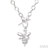 1/20 Ctw Bumble Bee Toggle Single Cut Diamond Fashion Necklace in Sterling Silver