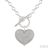 1/10 Ctw Heart Toggle Round Cut Diamond Fashion Necklace in Sterling Silver