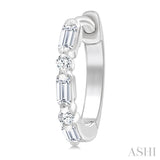 1/5 Ctw Baguette & Round Cut Diamond Petite Huggie Earrings in 10K White Gold