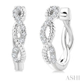 1/4 Ctw Split & Twisted Rope and Round Cut Diamond Huggie Petite Earrings in 10K White Gold