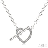 1/10 Ctw Heart Toggle Single Cut Diamond Fashion Necklace in Sterling Silver