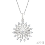 1/5 Ctw Round Cut Diamond Circle Fluted Fashion Pendant With Chain in 10K White Gold